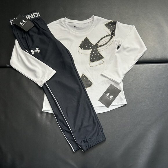 NWT Under Armour Jogger & Glitter Long Sleeve tee Set Girls Size 5